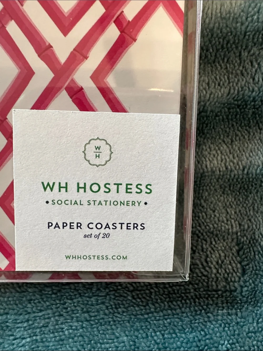 WH Hostess Pink Geometric Paper Coasters set of 20-NWT